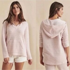 FAHERTY Seabrook Baha Surf Pullover Hoodie Pink Herringbone Knit